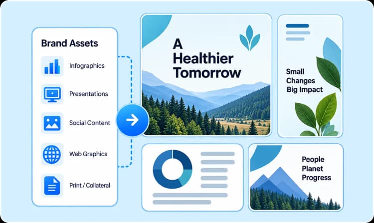 Branded infographics for presentations, web, and social content