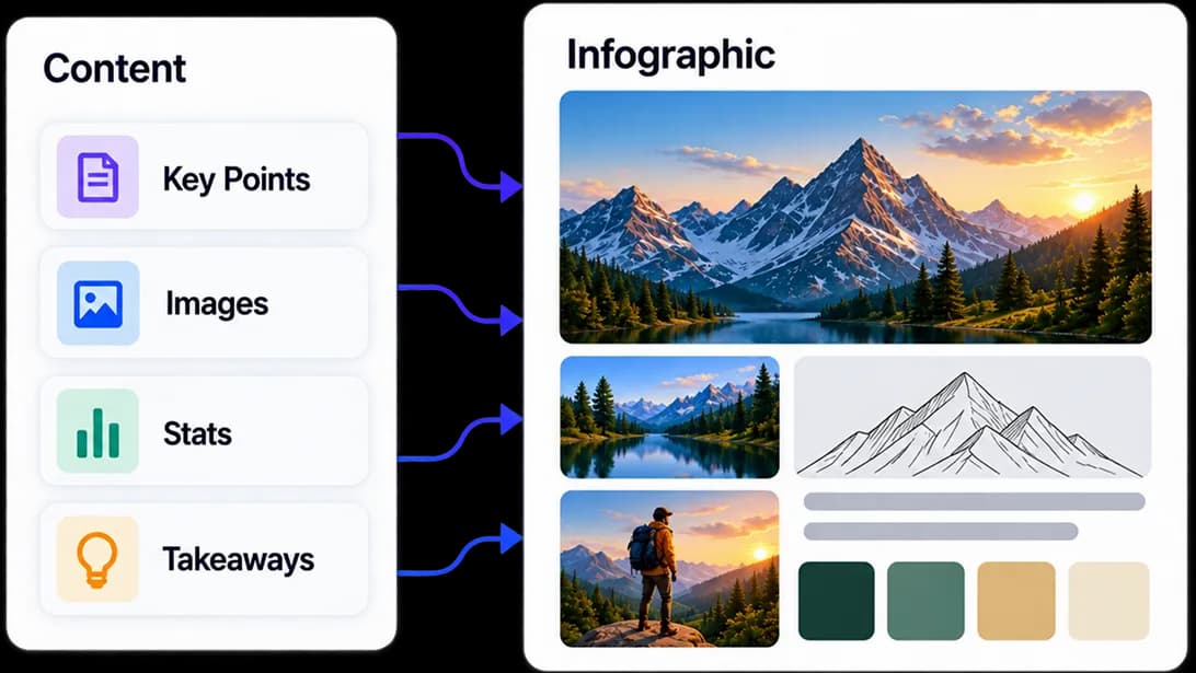 Content structure mapped into infographic visual hierarchy