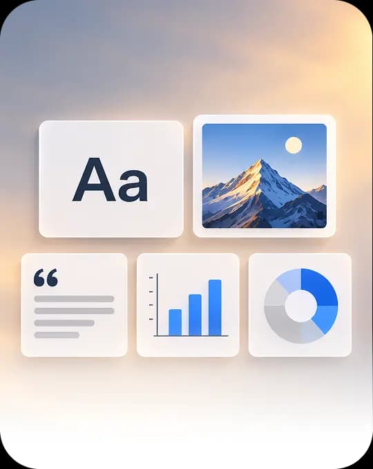 Content elements including text, imagery, and charts