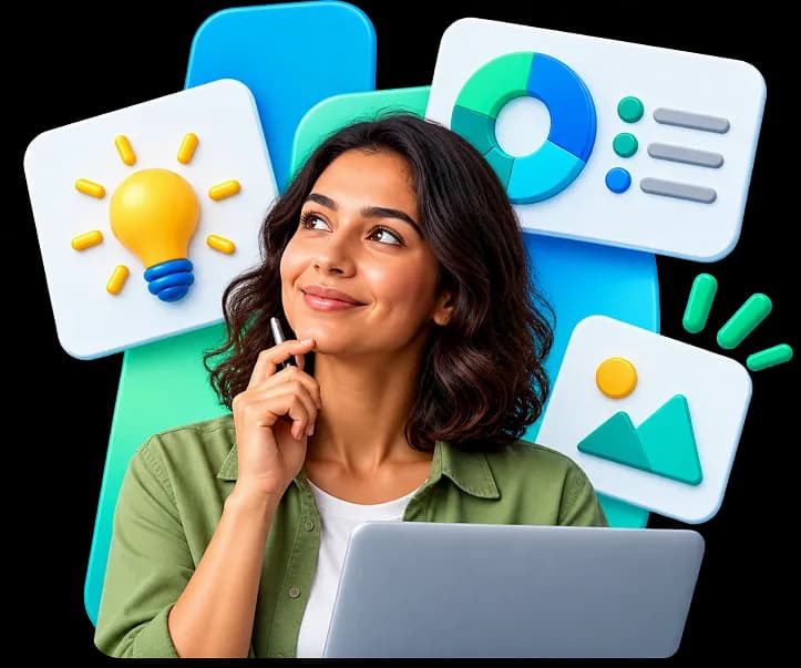 Person reviewing infographic ideas on a laptop