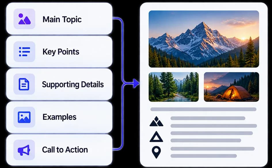 Brief content organised into structured infographic sections