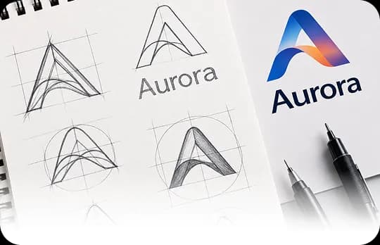 Concept sketches exploring logo forms and symbols