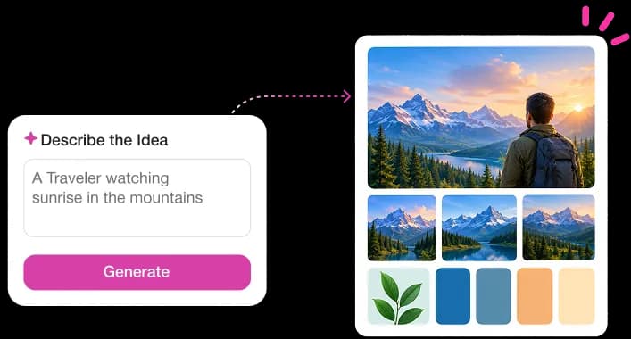 Prompt and generate flow from video idea to thumbnail preview