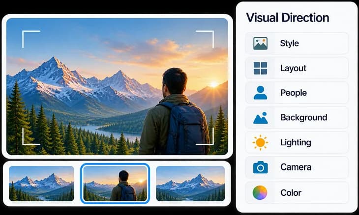 Visual direction controls for thumbnail style and layout
