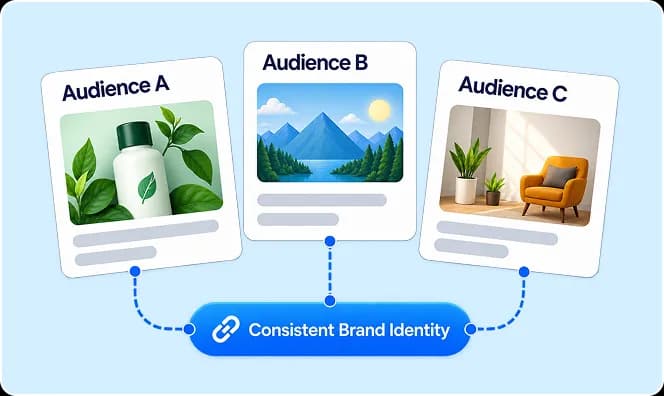 Multiple audiences connected to a consistent brand identity