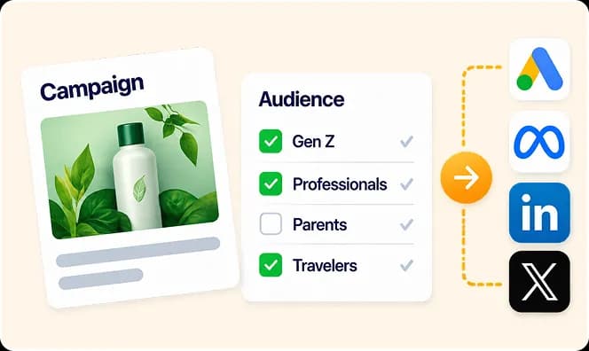 Campaign and audience workflow connected to ad platforms