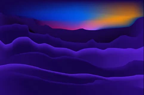 Stylized layered landscape with purple and orange tones
