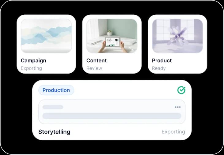 Production dashboard with campaign, content and product assets