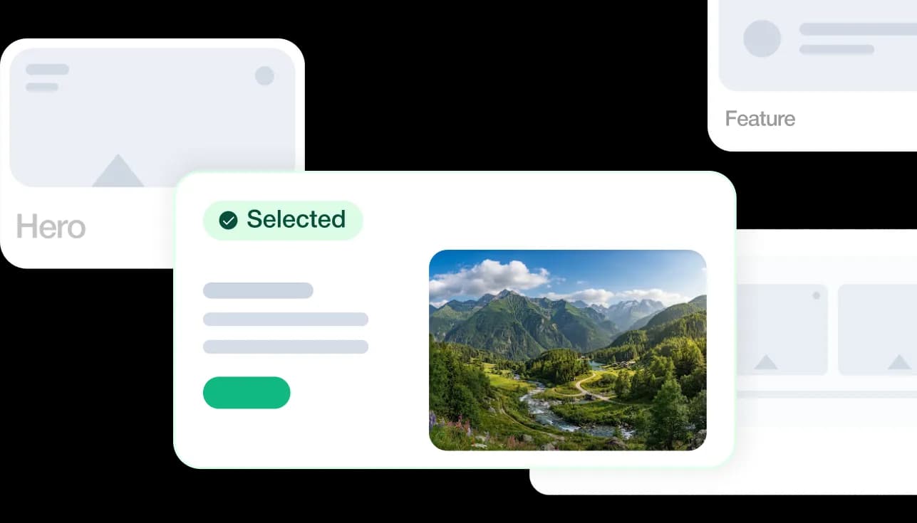Selected layout system with mountain landscape preview
