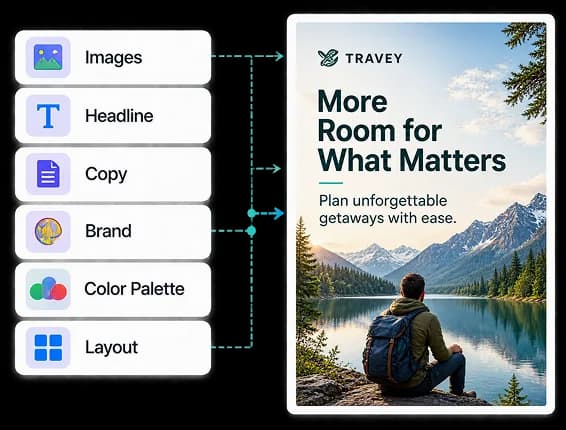 Images, headline, copy, brand, color, and layout shaping a print ad