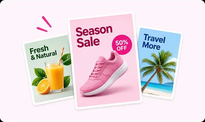 Fresh, sale, and travel print ad styles