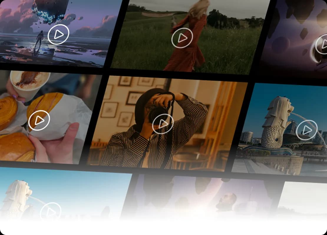 Grid of cinematic video clips